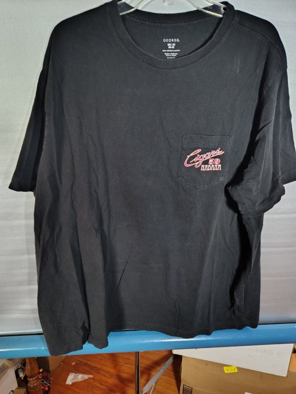 George Mens Black Cigars 59 Habana Graphic Pocket T-Shirt 2XL 100% Cotton